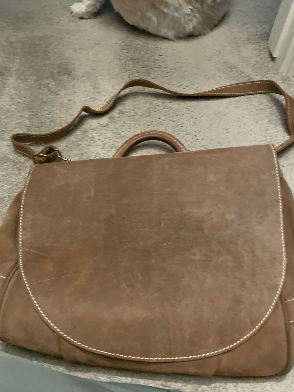 Sundance Brown Suede Flap Crossbody Satchel